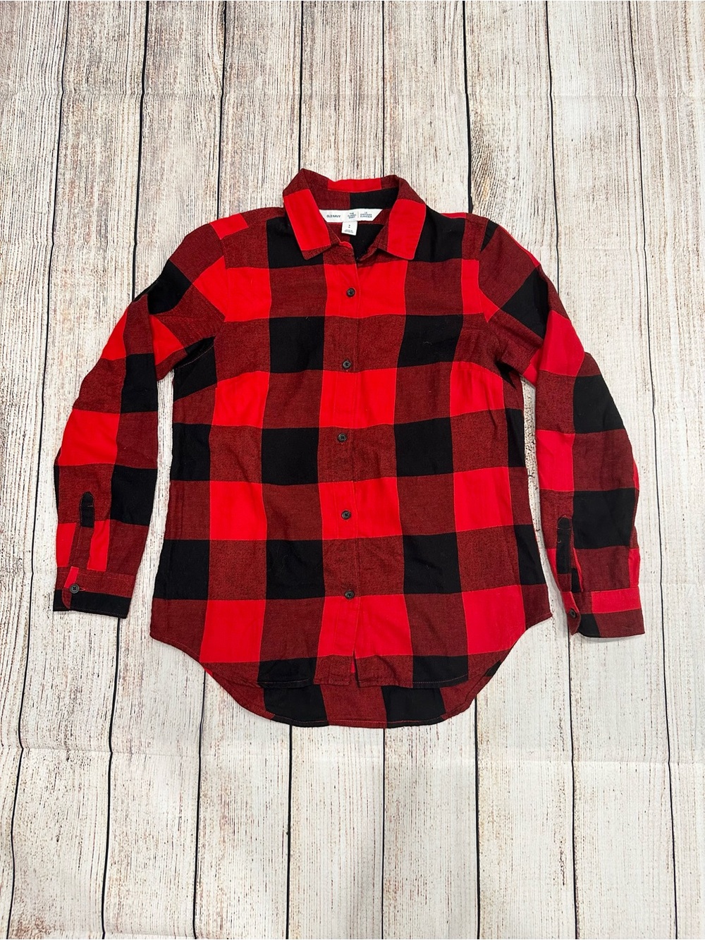(2 for $15) EUC Old Navy Women’s Red Buffalo Check Plaid Flannel Shirt